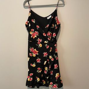 Black Floral Wrap Dress - Large